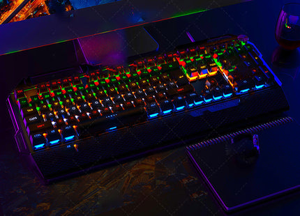 Silver Carving K100 Metal Real Mechanical Keyboard Luminous Game Black Axis Wired USB