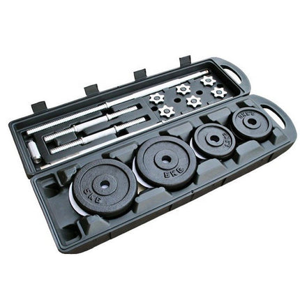 Adjustable Dumbbell Barbell combo set with carrying case