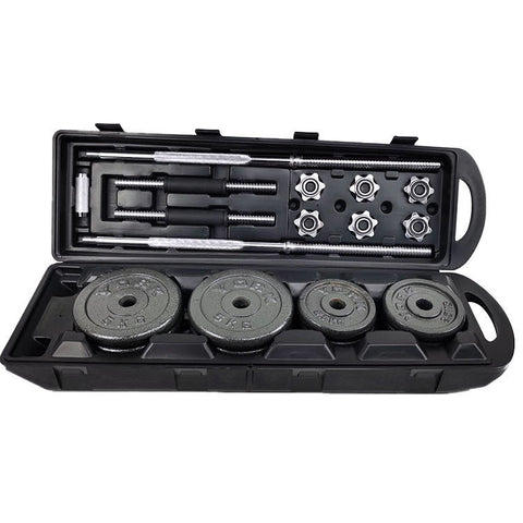 Adjustable Dumbbell Barbell combo set with carrying case