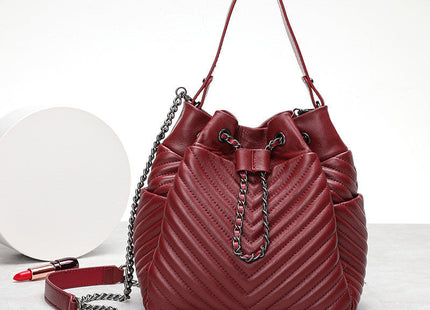 Pleated Sheepskin Genuine Leather Top Handle Bags Fashion Adjustable Chain Shoulder Bags