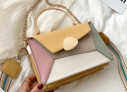 Contrast Color Leather Crossbody Bags