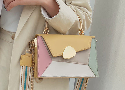 Contrast Color Leather Crossbody Bags