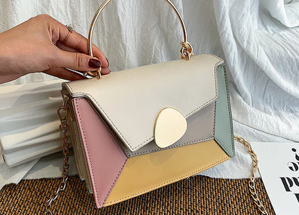 Contrast Color Leather Crossbody Bags