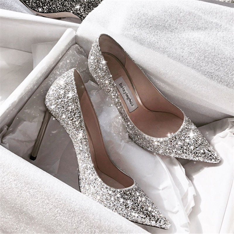 Zapatos de boda de primavera y otoño, zapatos de novia para mujer, no cansan, zapatos de cristal, nuevo vestido de novia, tacones altos, dama de honor con tacón de aguja