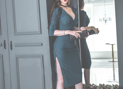 Waist slim wrap hip dress
