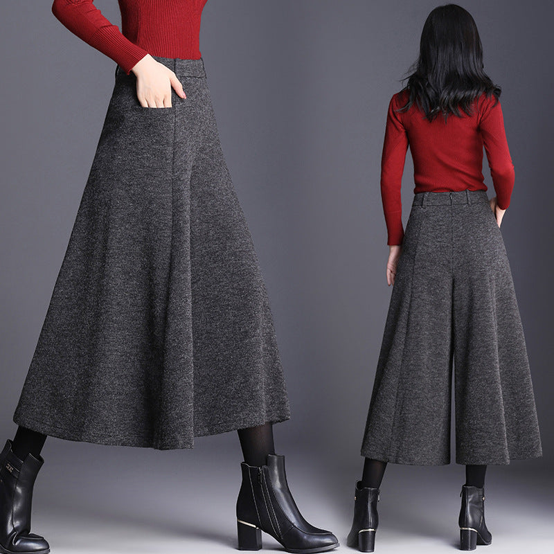 Autumn And Winter New Woolen Trousers Cropped Trousers