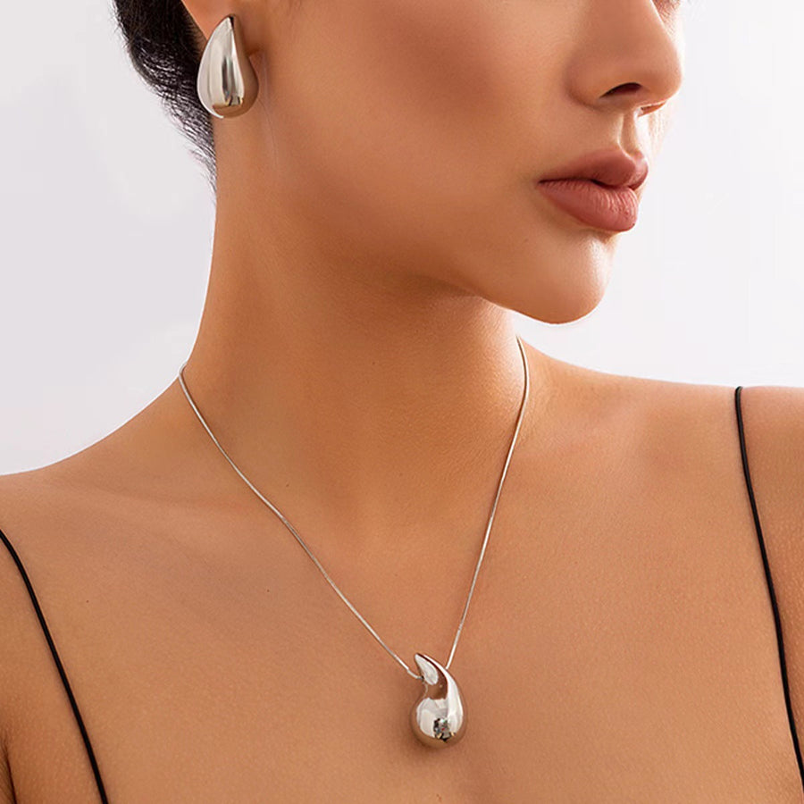 Fashion Jewelry Ornament Plate Doodle Water Drop Hanging Punk Necklace