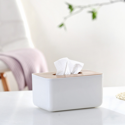 Bamboo wood tissue box