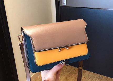 Contrast Color Leather Shoulder Bags For Women
