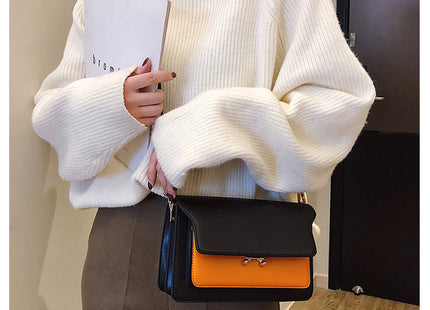 Contrast Color Leather Shoulder Bags For Women