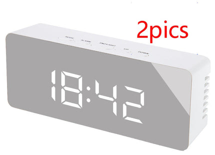 Digital LED multi-function mirror clock