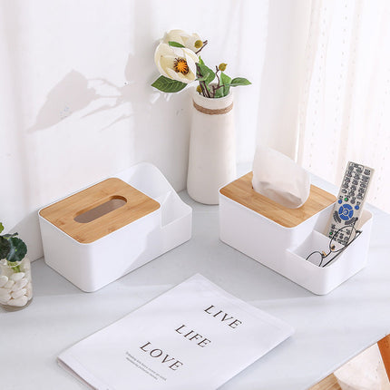 Bamboo wood tissue box