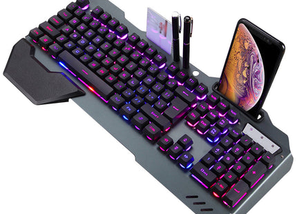 ErgonomicWired Gaming Keyboard with RGB Backlight Phone Holder