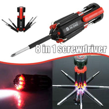 Car Supplies 8 In 1 Screwdriver With LED Flashlight Car Portable Multifunctional Outdoor Tools