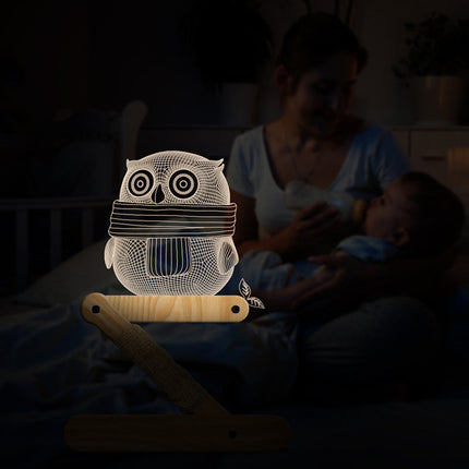 Creative owl wood lamp