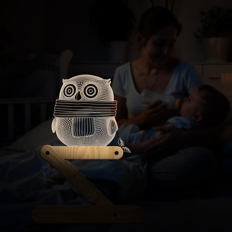Creative owl wood lamp