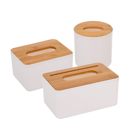 Bamboo wood tissue box