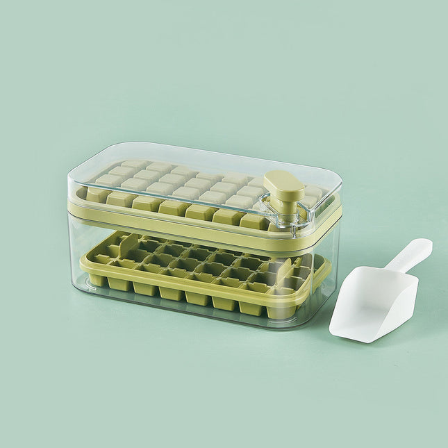 One-button Press Type - Ice Cube Maker Ice Tray Mold With Storage Box With Lid