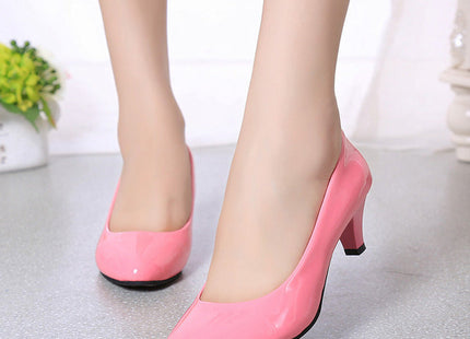 Summer and autumn soft bottom shoes shoes with black female rough heels leather ladies shoes airline stewardess occupation