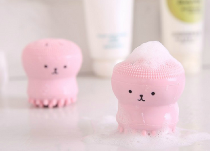 Cartoon octopus silicone wash brush foaming cleansing brush Manual facial massage brush cleansing brush brush bubbler