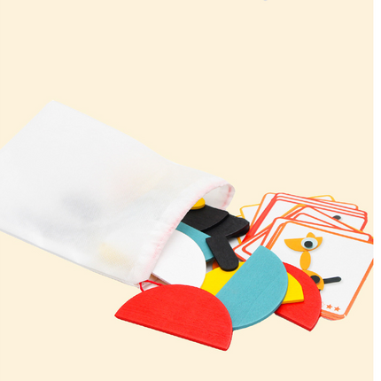 Tangram Jigsaw 3D Animals Puzzle Kids Wooden Toys for Children Games Creative Puzzles Early Learning Educational Toys