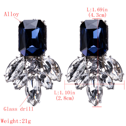 H20 Fashion Jewelry Black Blue Crystal Rhinestone Drop Earrings Red Flower Dangle Earrings Women Luxury Wedding Jewelry