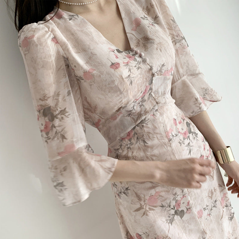 Elegant Waist Slimming Long Dress