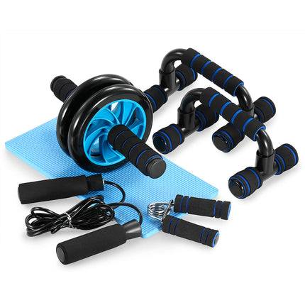 Home Exercise Kit: Abdominal Roller, Push-Up Bar, Skipping Rope