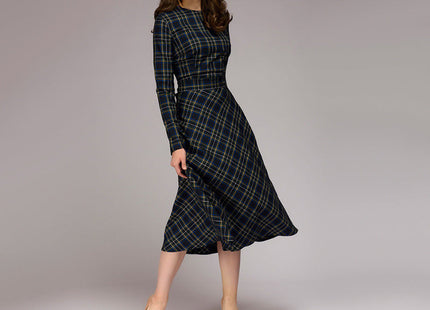 Plaid Elegant Midi Dress