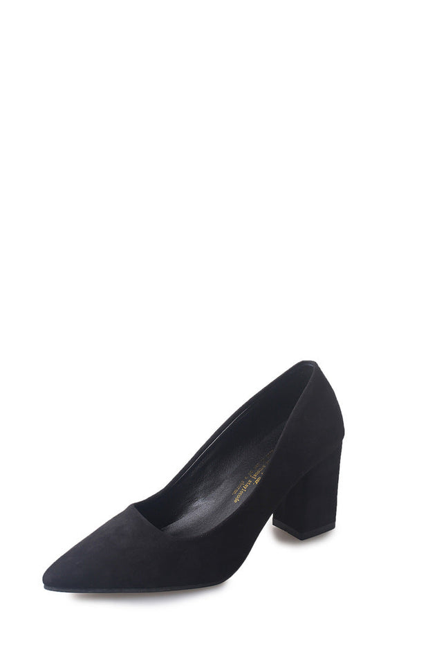 Spring new female grey lady shoes shallow pointed high-heeled shoes with thick shoes with all-match
