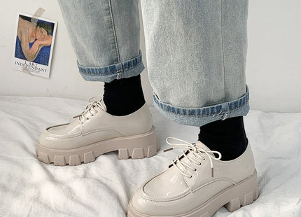 Female black leather shoes