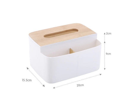 Bamboo wood tissue box