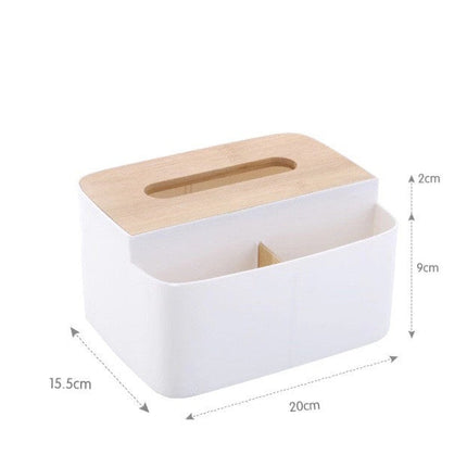 Bamboo wood tissue box