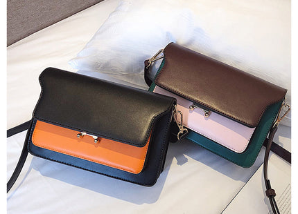 Contrast Color Leather Shoulder Bags For Women