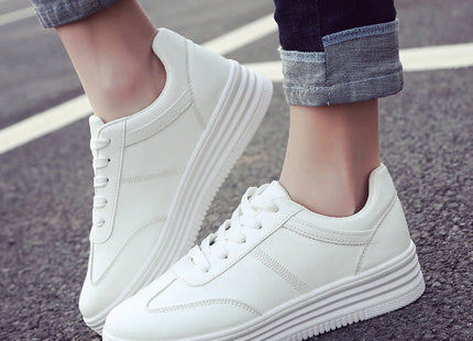 2021 New Spring Thick White Shoes Casual Shoes Female Korean Female Leather Shoes Solid Platform Shoes