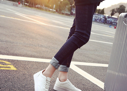 2021 New Spring Thick White Shoes Casual Shoes Female Korean Female Leather Shoes Solid Platform Shoes