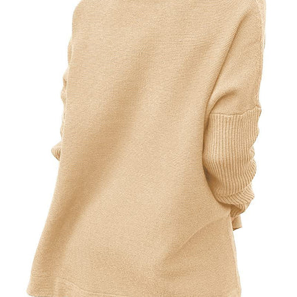Turtleneck Sweater Mid Length Batwing Sleeve Slit Hem Tunic Pullover Sweaters Winter Tops Women Clothing