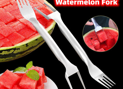 2 In 1 Watermelon Fork Slicer Multi-purpose Stainless Steel Watermelon Slicer