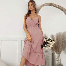 Solid Color Elegant Suspender Dress
