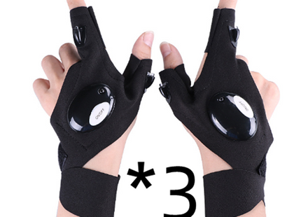 LED Outdoor Flashlight Fishing Half Finger Gloves Sports Lighting Fishing Gloves Lighted Gloves