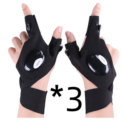 LED Outdoor Flashlight Fishing Half Finger Gloves Sports Lighting Fishing Gloves Lighted Gloves