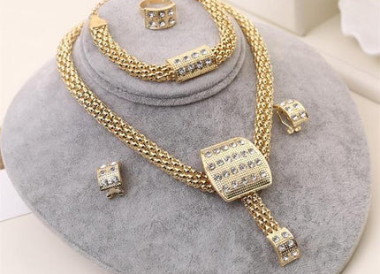 Women Cate Gold Bridal Jewelry Sets Rhinestone Pendan