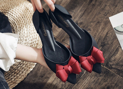 Female Pointed Thick Heel Non-slip Color Matching Jelly Shoes