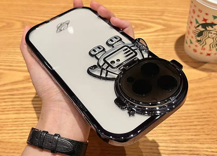 Glitter Astronaut Camera Stand Phone Case For IPhone 14 13 12 11 Pro Max XR 14 Plus Invisible Lens Bracket Plating Soft Cover