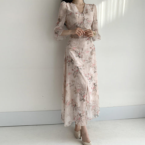 Elegant Waist Slimming Long Dress
