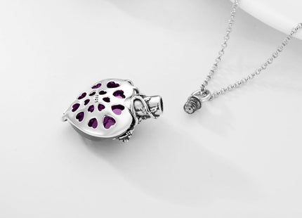 Sterling Silver Rose Flower Ashes Urn Necklace For Women As Memorial Jewelry