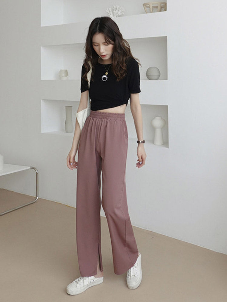 High waist drape split trousers trousers