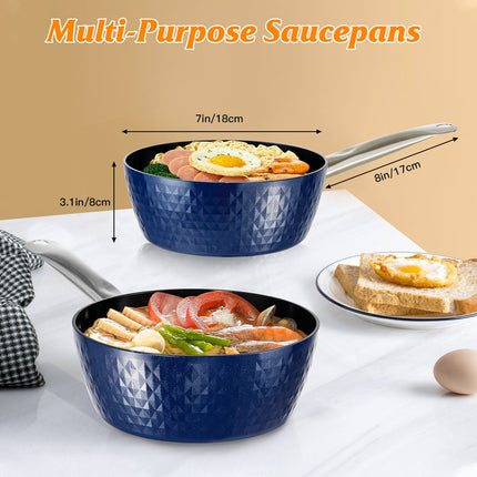 Induction Saucepan With Lid, 18cm 1.5L Milk Pan Non Stick Saucepan, Aluminum Ceramic Coating Cooking Pot - PFOA Free With Stainless Steel Handle, Suitable For All Hobs Types