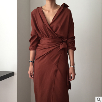 Irregular hip wrap dress