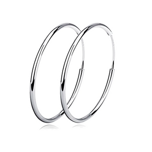 Sterling Silver Simple Polished Big Round Circle Hoop Earrings for Women